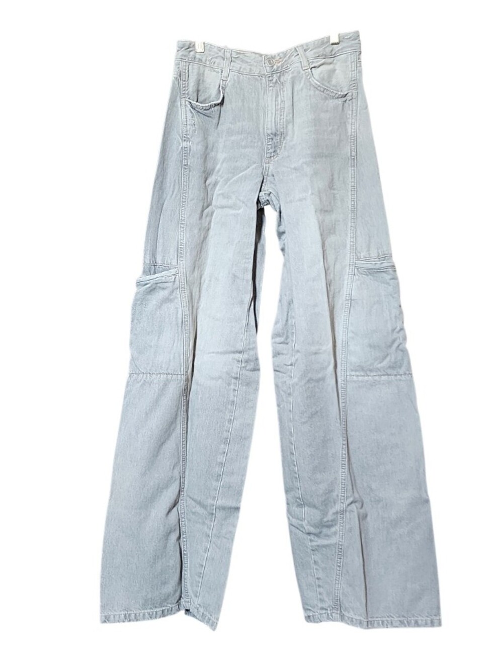 Zara Light Wash Cargo Jeans - Relaxed Wide Leg